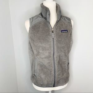 Patagonia Los Gatos Gray Sherpa Fleece Zip Up Vest M S